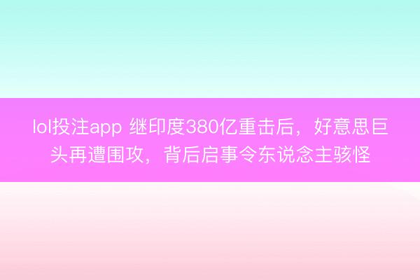 lol投注app 继印度380亿重击后，好意思巨头再遭围攻，背后启事令东说念主骇怪