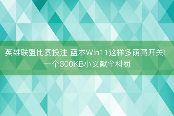 英雄联盟比赛投注 蓝本Win11这样多荫藏开关! 一个300KB小文献全科罚