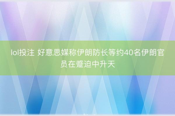 lol投注 好意思媒称伊朗防长等约40名伊朗官员在蹙迫中升天
