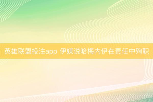 英雄联盟投注app 伊媒说哈梅内伊在责任中殉职